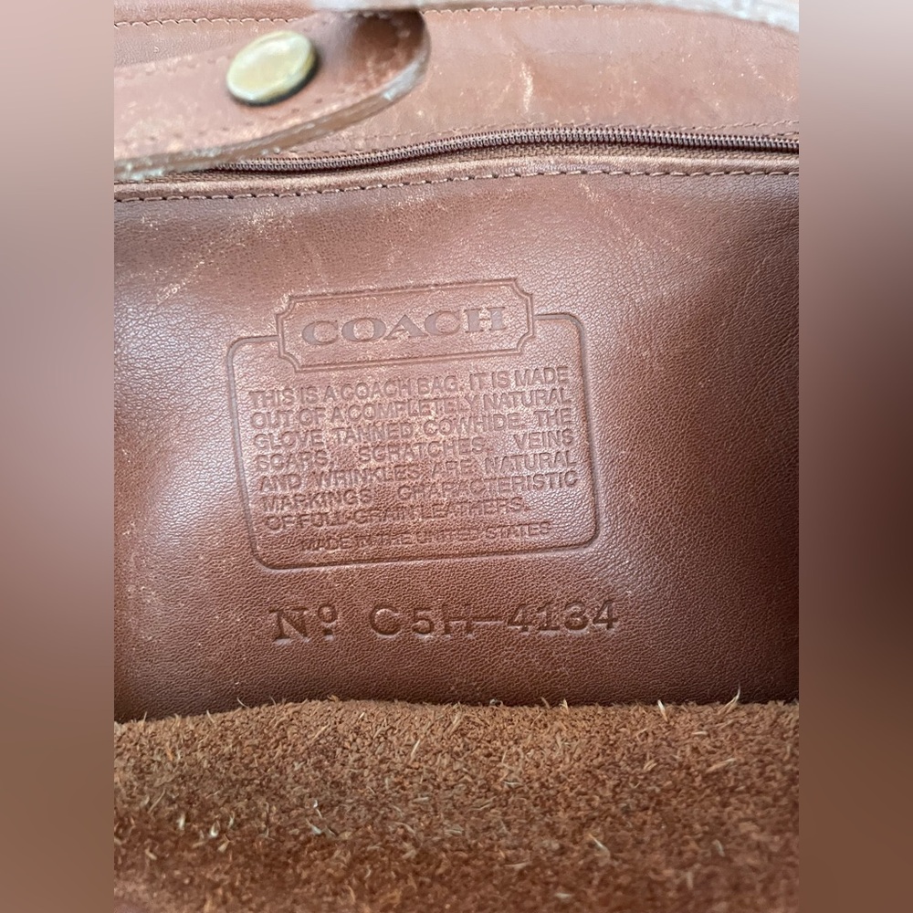 Vintage Coach Brown Leather Back Sac Bag No. C5H-4134 - Picture 7 of 8